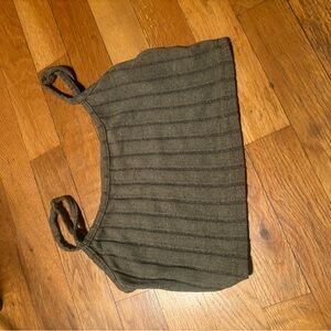 Olive Green Ribbed Women's Top